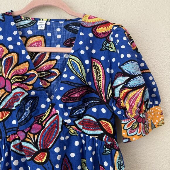 Tabitha Brown x Target Dress Womens Size 0 Midi Floral Polkadots Blue - Picture 3 of 7